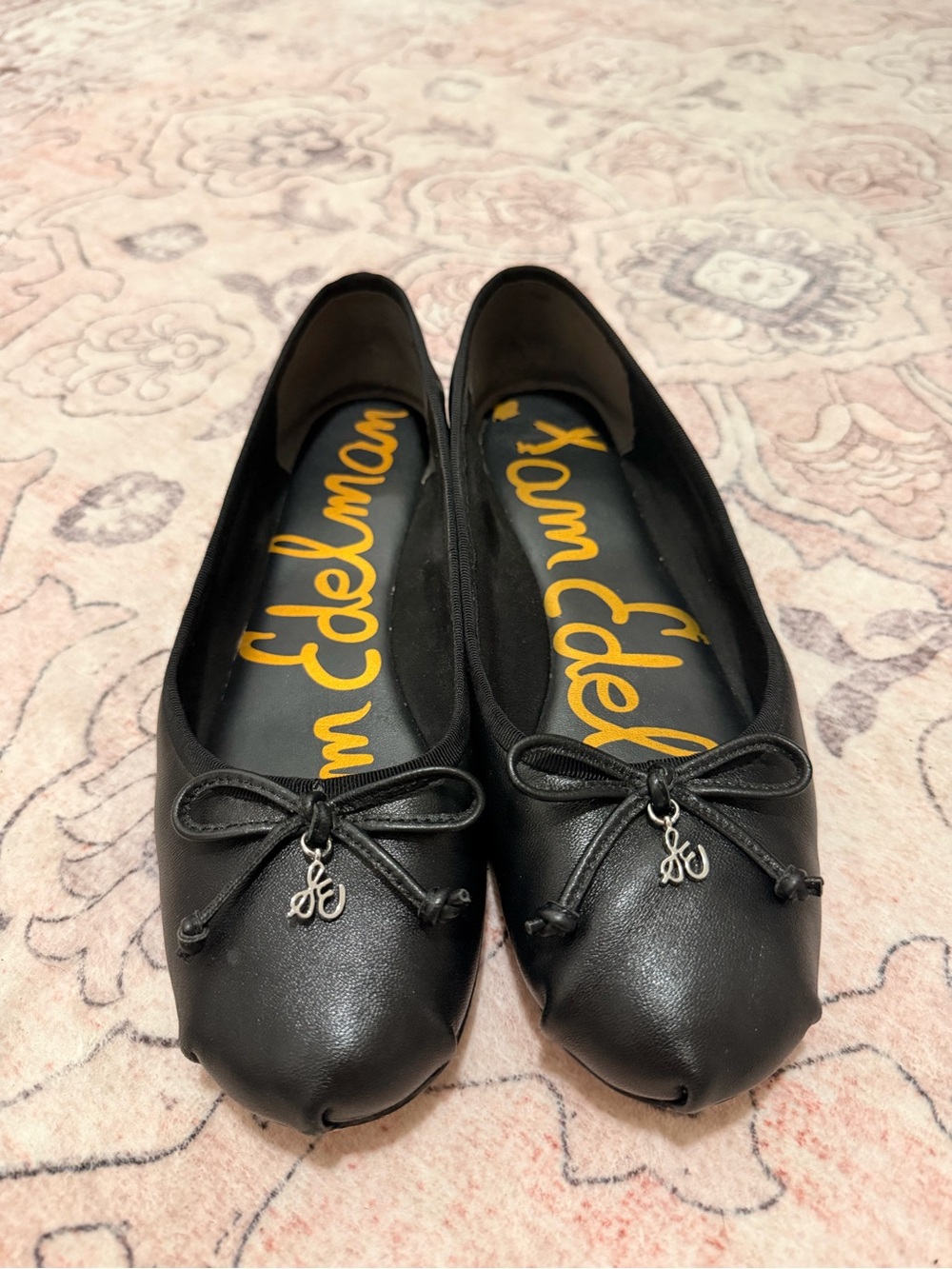 Sam Edelman Black Felicia Leather Bow Ballerina Flats